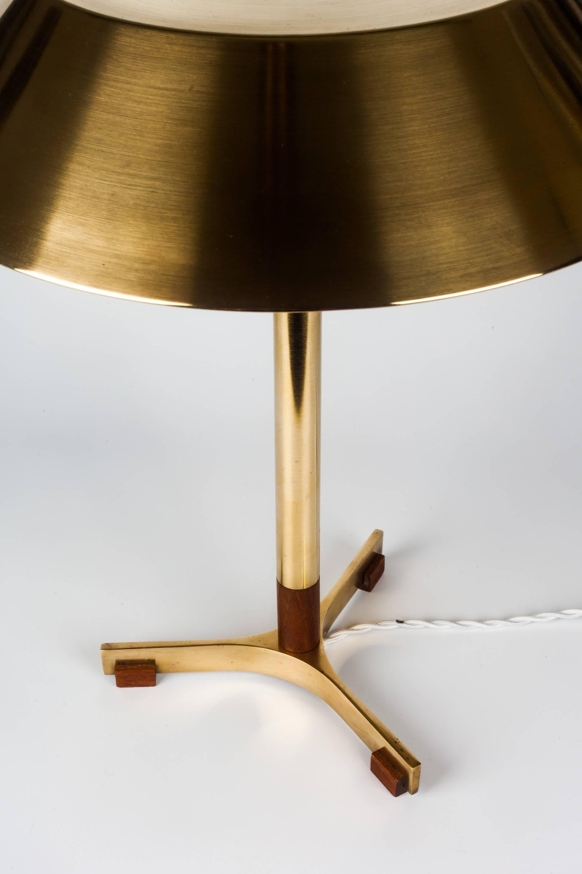 Danish Presidential Desk Lamp by Jo Hammerborg, Brass and Teak, 1960s 2