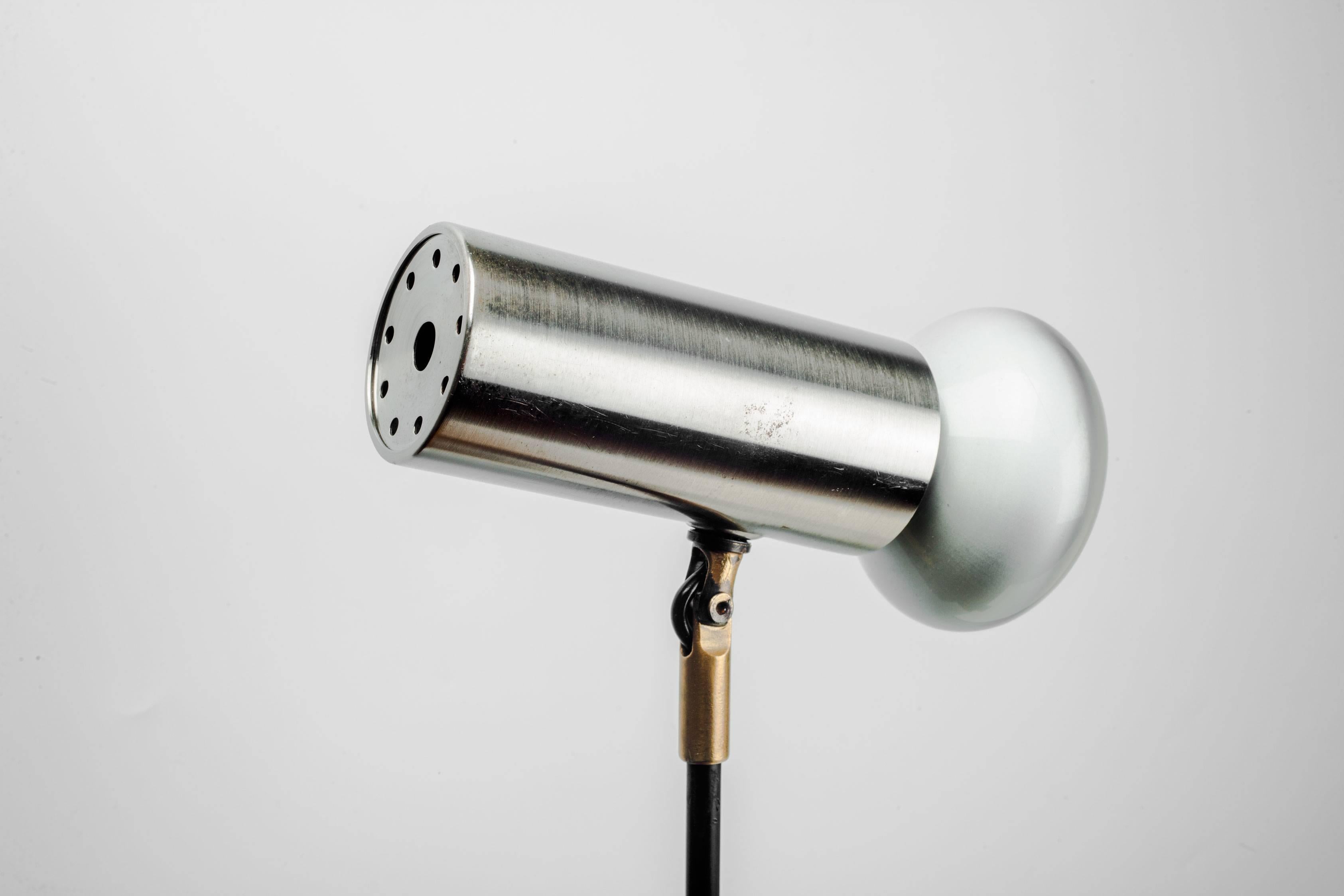 French Desk Lamp in Brushed Aluminum with Clamp, 1950s 1