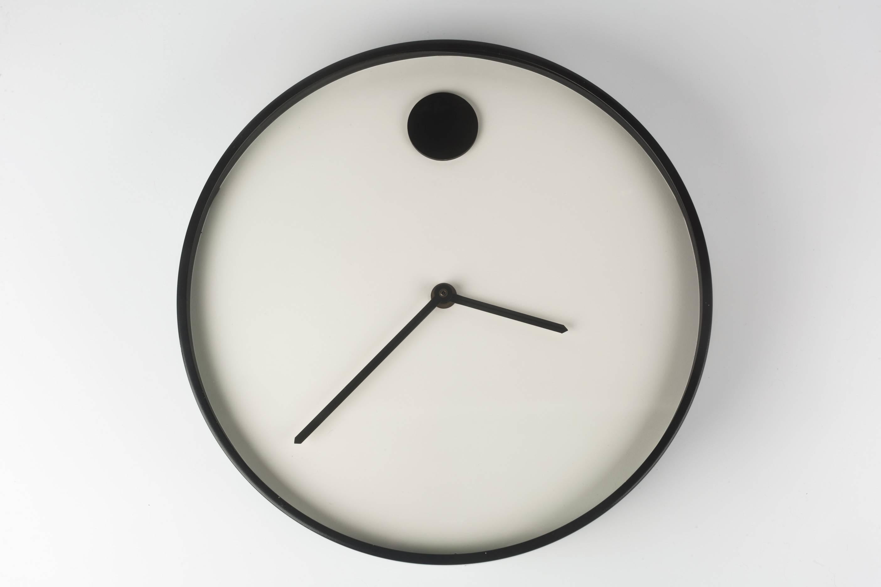 Metal Wall Clock by George Horwitt for Howard Miller, White, Black Frame, 1970