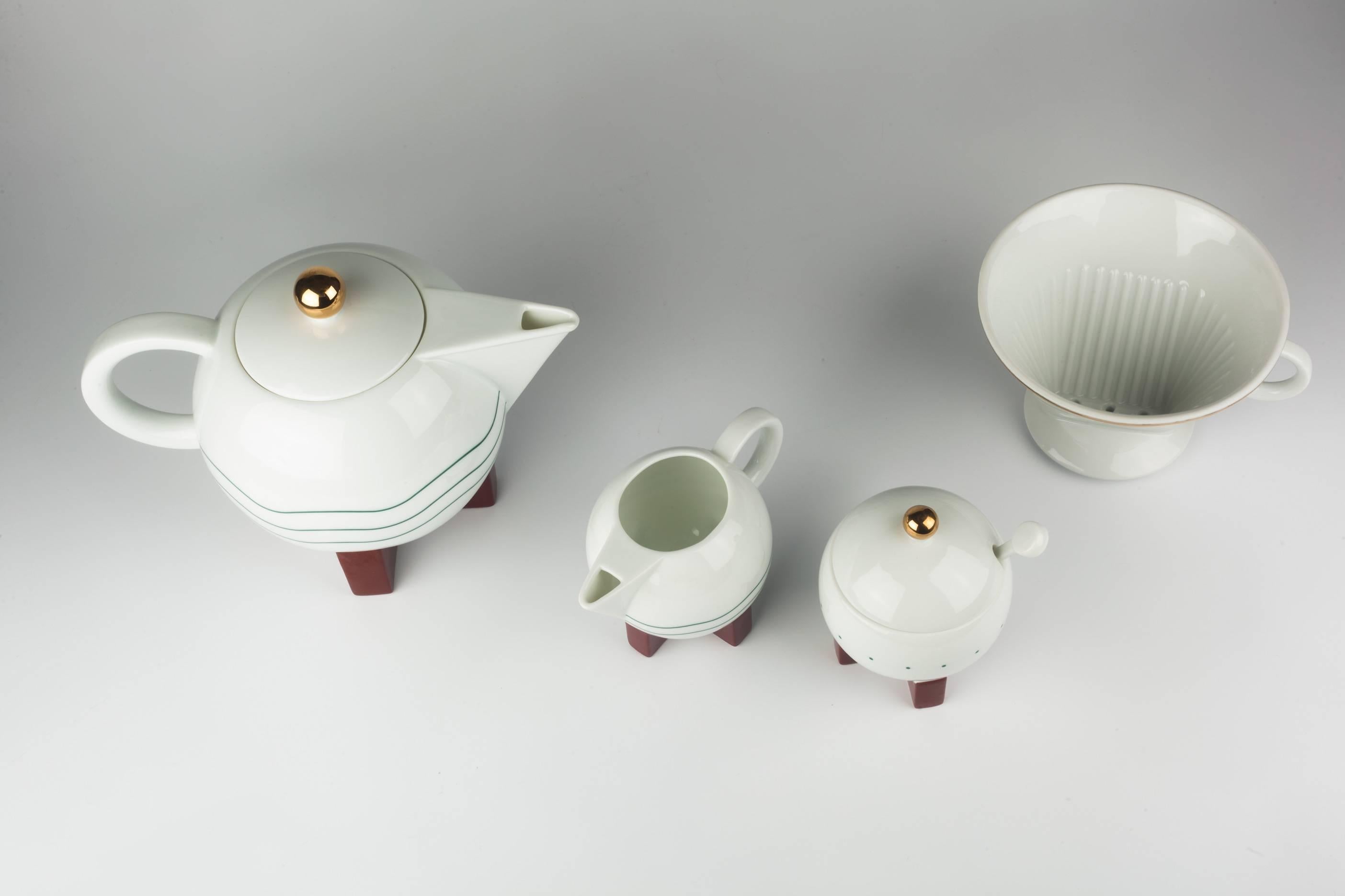 Gilt Little Dripper Coffee Set by Michael Graves for Swid Powell, USA, 1987