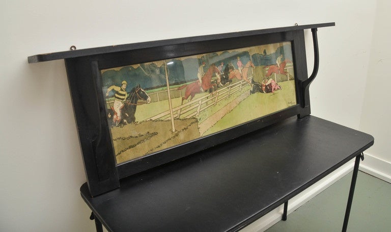 Harry Eliott Steeplechase Lithograph mounted as a Wall Shelf In Good Condition For Sale In Southampton, NY
