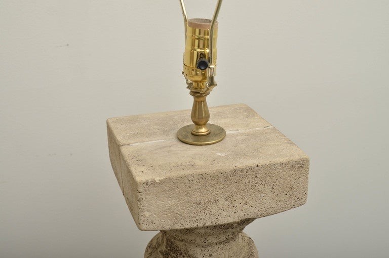 English Pair of 20th Century Stone Balustrade Table Lamps For Sale