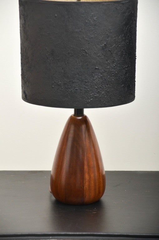 Mid-Century Modern Mid-Century Pair of Walnut Teardrop Shape Table Lamps
