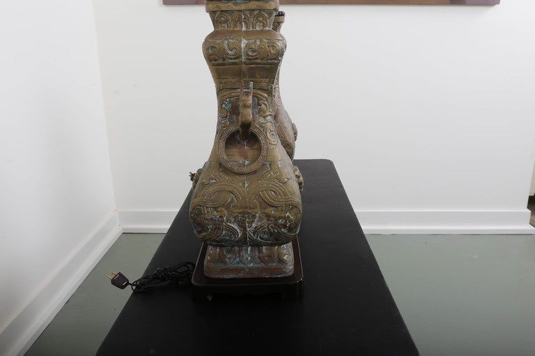 Pair of Bronze Chinoiserie Table Lamps 1