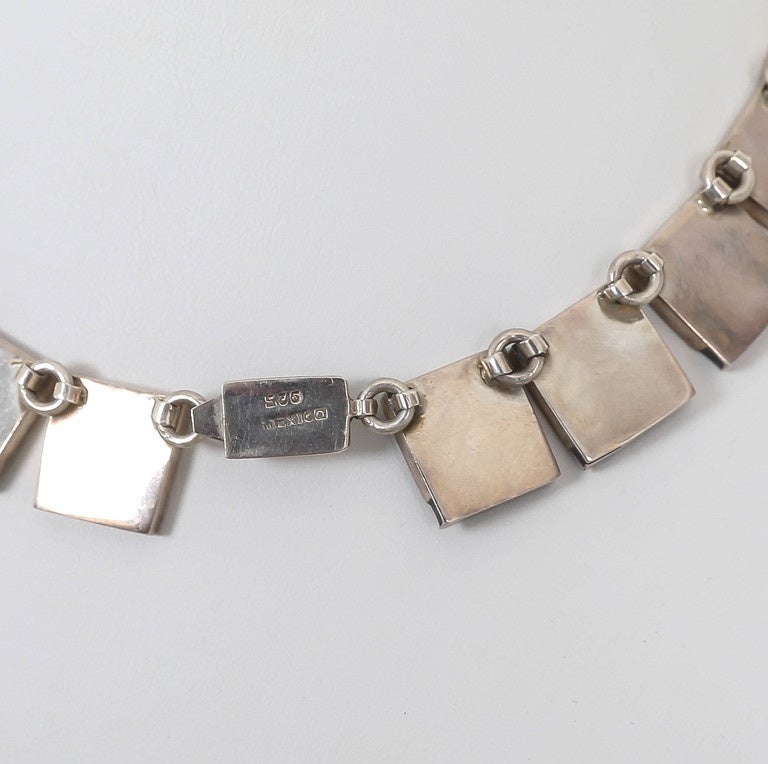 Midcentury Mexican Sterling Collar Necklace by Funky Finders In Good Condition In Southampton, NY