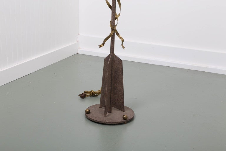 Gilbert Poillerat Style Parchment & Brass Arrow Floor Lamp by Hart Asso.