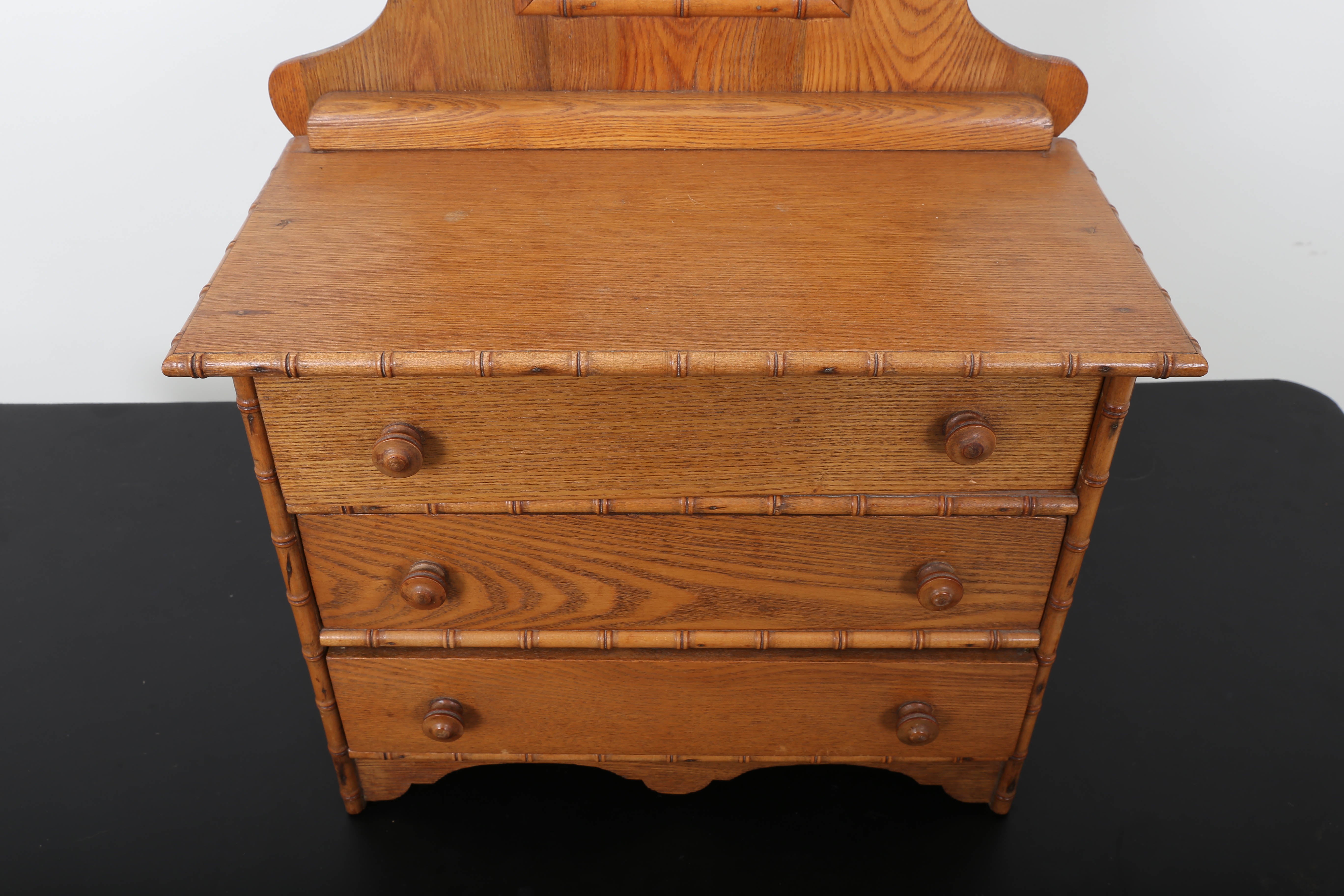 Diminutive Childs Faux Bamboo Dresser with Mirror In Good Condition For Sale In Southampton, NY