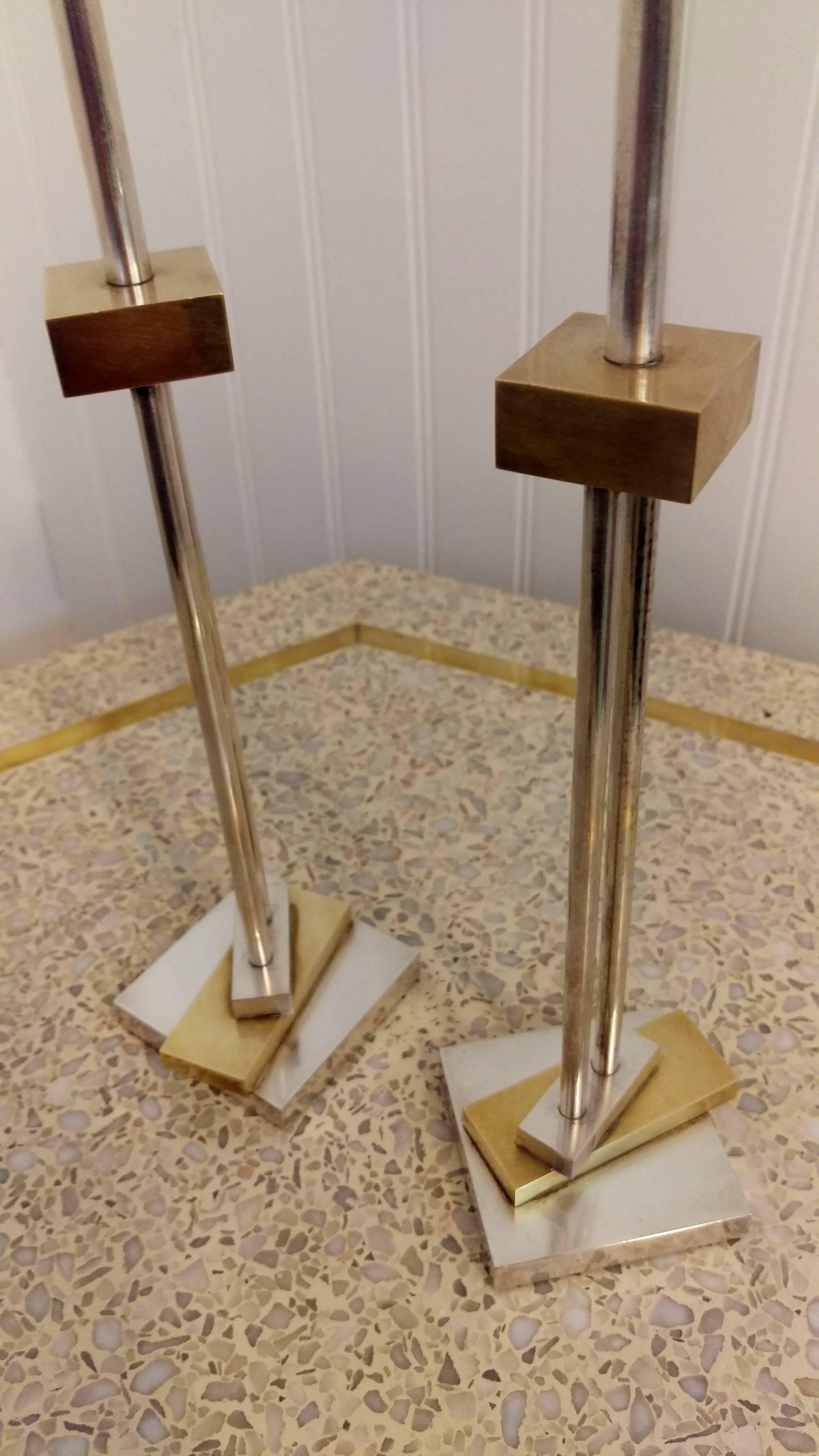 Italian Pair of Architectural Candlesticks by Ettore Sottsass for Swid Powell, La Porte For Sale