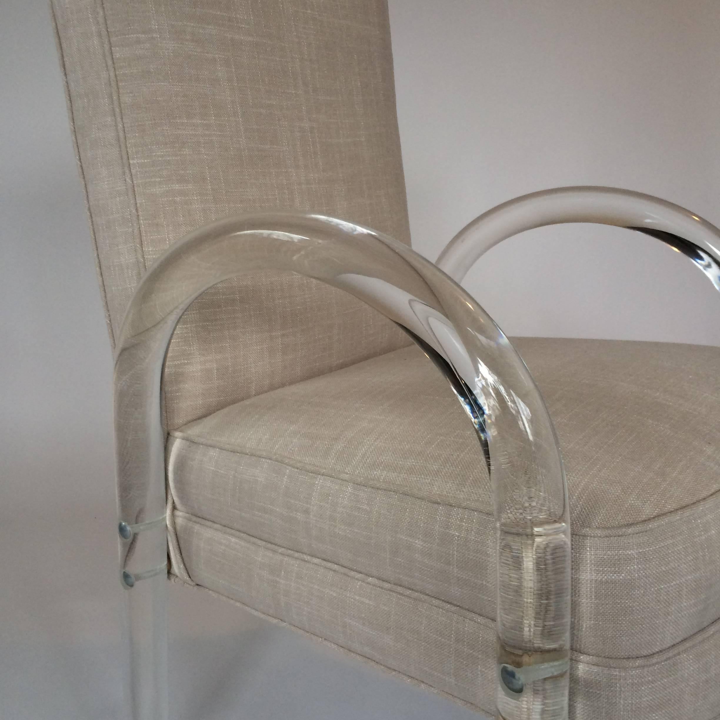 Chrome Mid-Century Lucite Dining Chairs Set of Six 