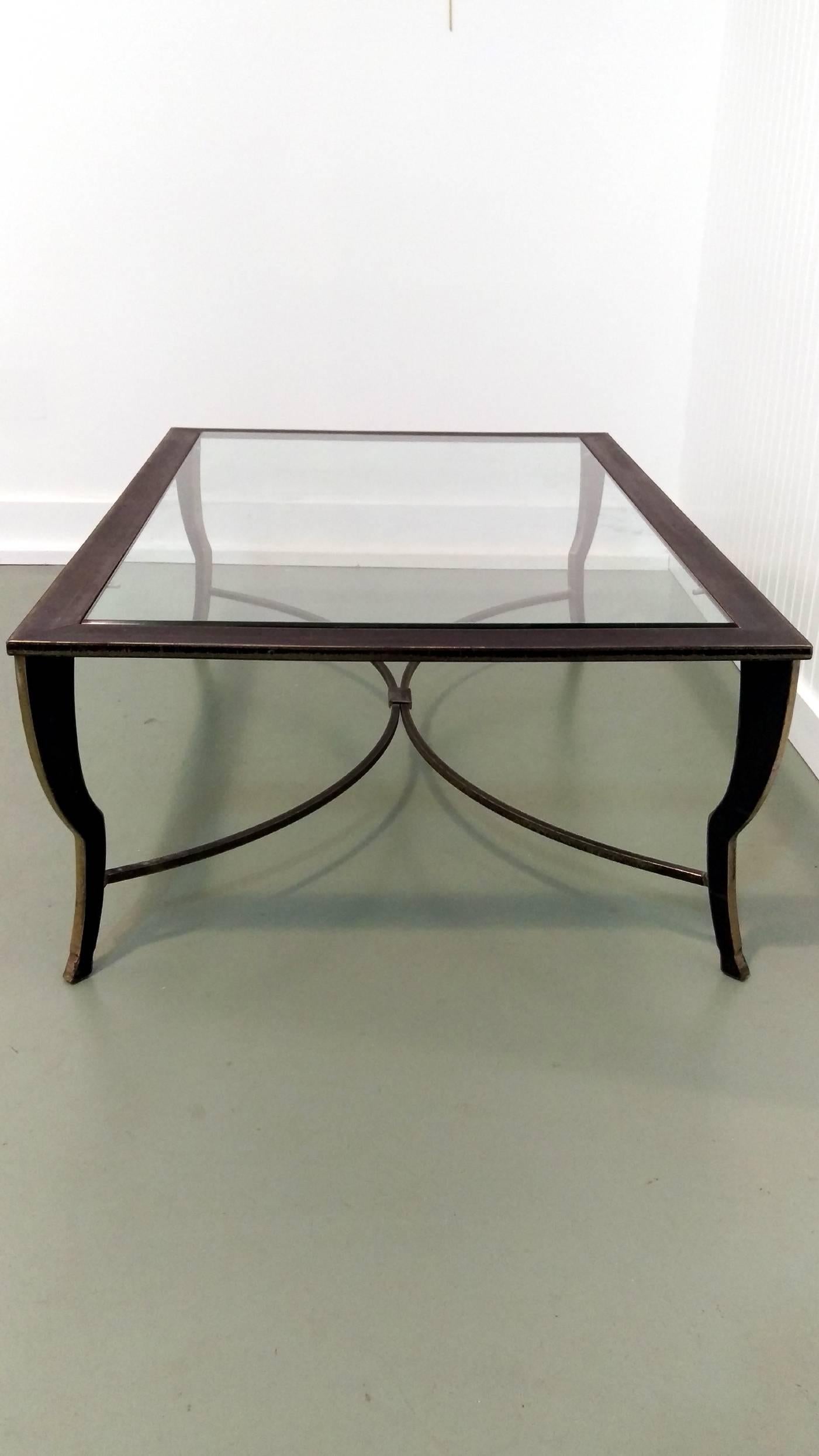 Modern Maison Ramsay Gilded Wrought Iron Coffee Table, offered by La Porte For Sale