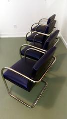 Set of Four Vintage Brno Tubular Stainless Steel Chairs by Brueton, La Porte