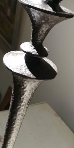 Giacometti Style Hammered Painted Bronze Table Lamp, Offered by La Porte