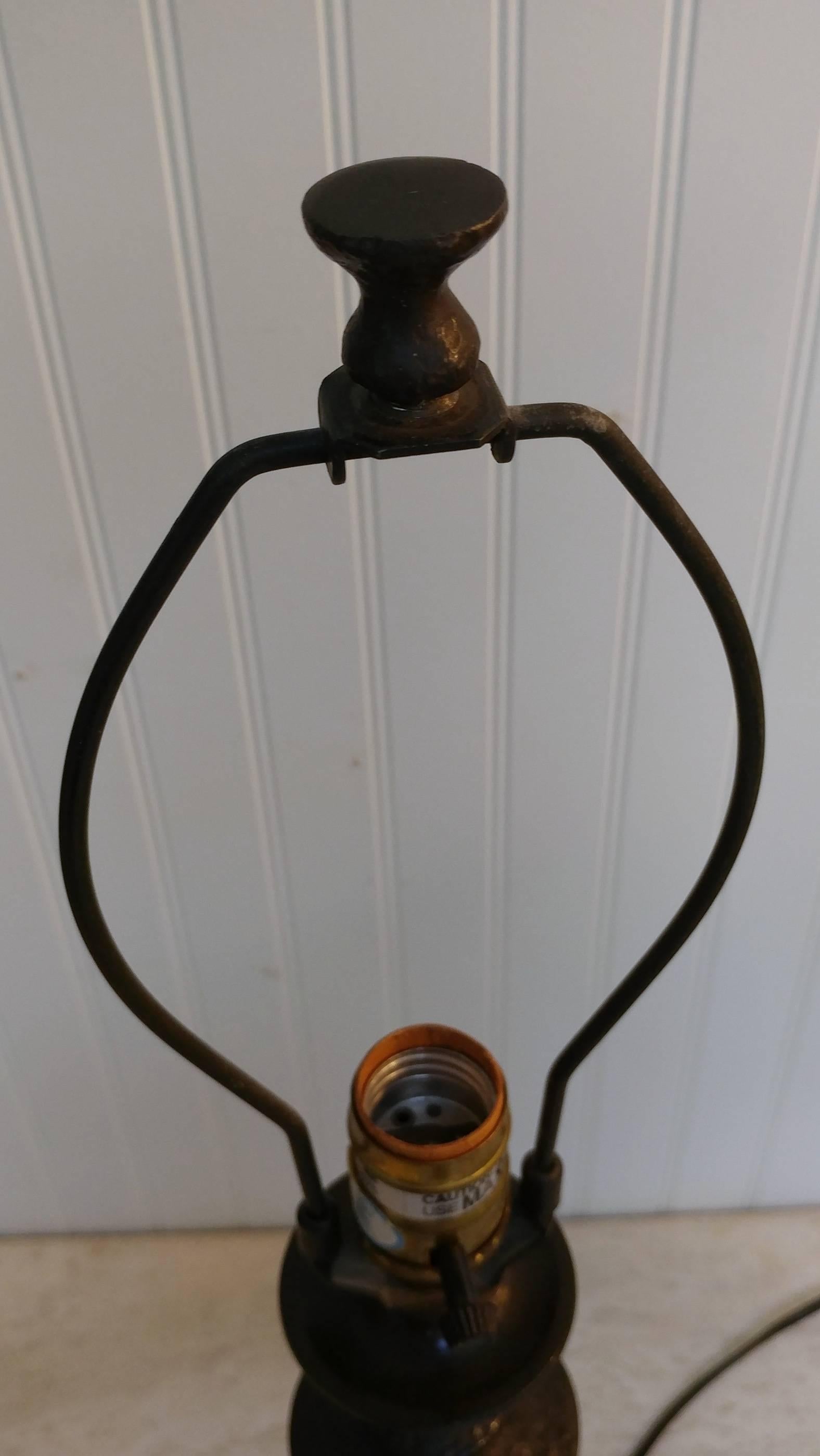 Giacometti Style Hammered Painted Bronze Table Lamp, Offered by La Porte In Good Condition For Sale In Southampton, NY