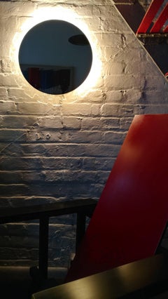 Italian Illuminated Convex Perspex Wall Mirror, 1960s Offered by La Porte