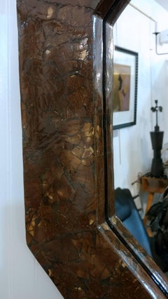 Octagonal Lacquered Parchment Mirror, 1970s Offered by La Porte