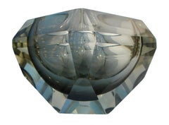 Large Murano Sommerso Faceted Smoky Grey Vase by Mandruzzato, circa 1959s