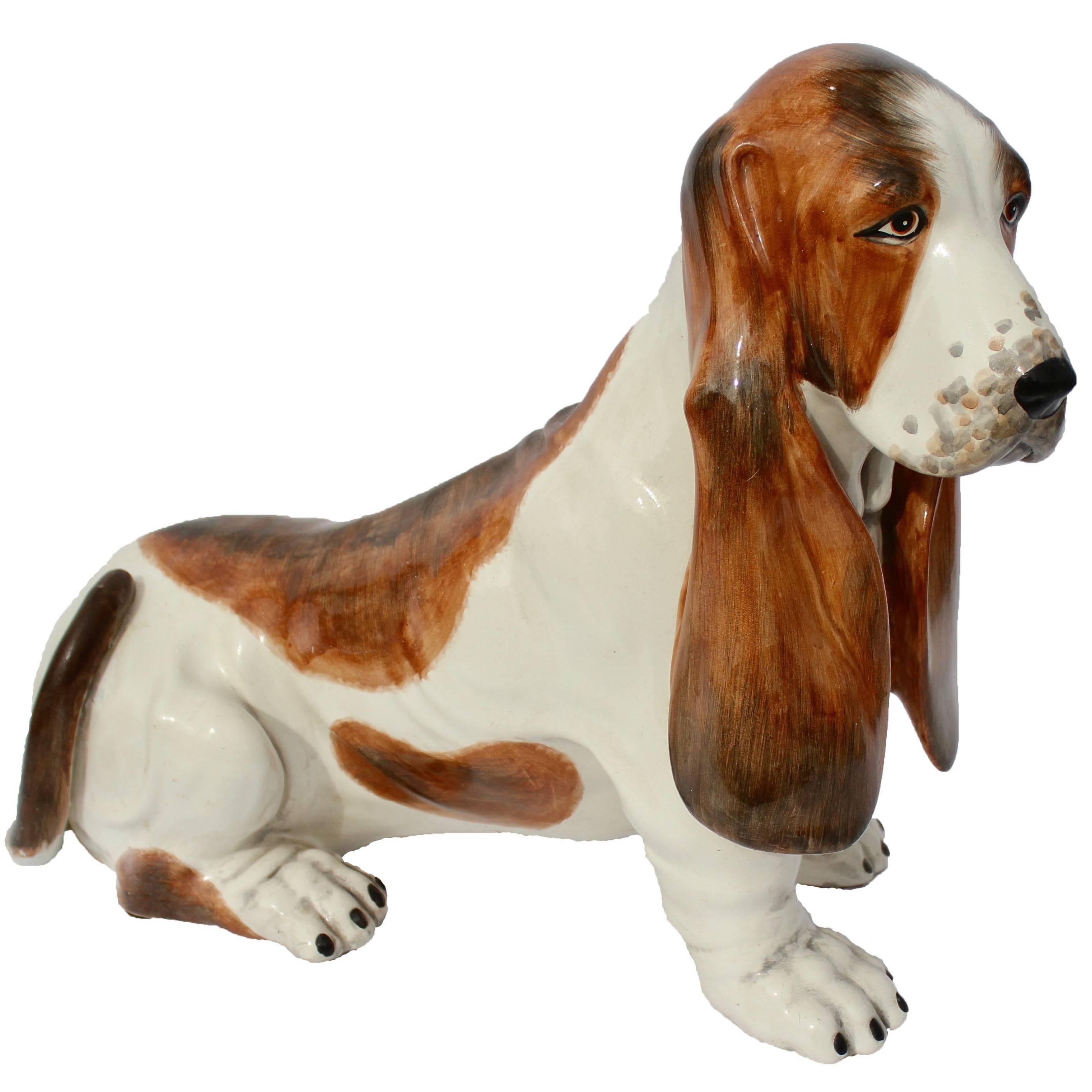 Realistic Bassett Hound Lifesize and a Real Beauty, Marked S.M./7479, Italy