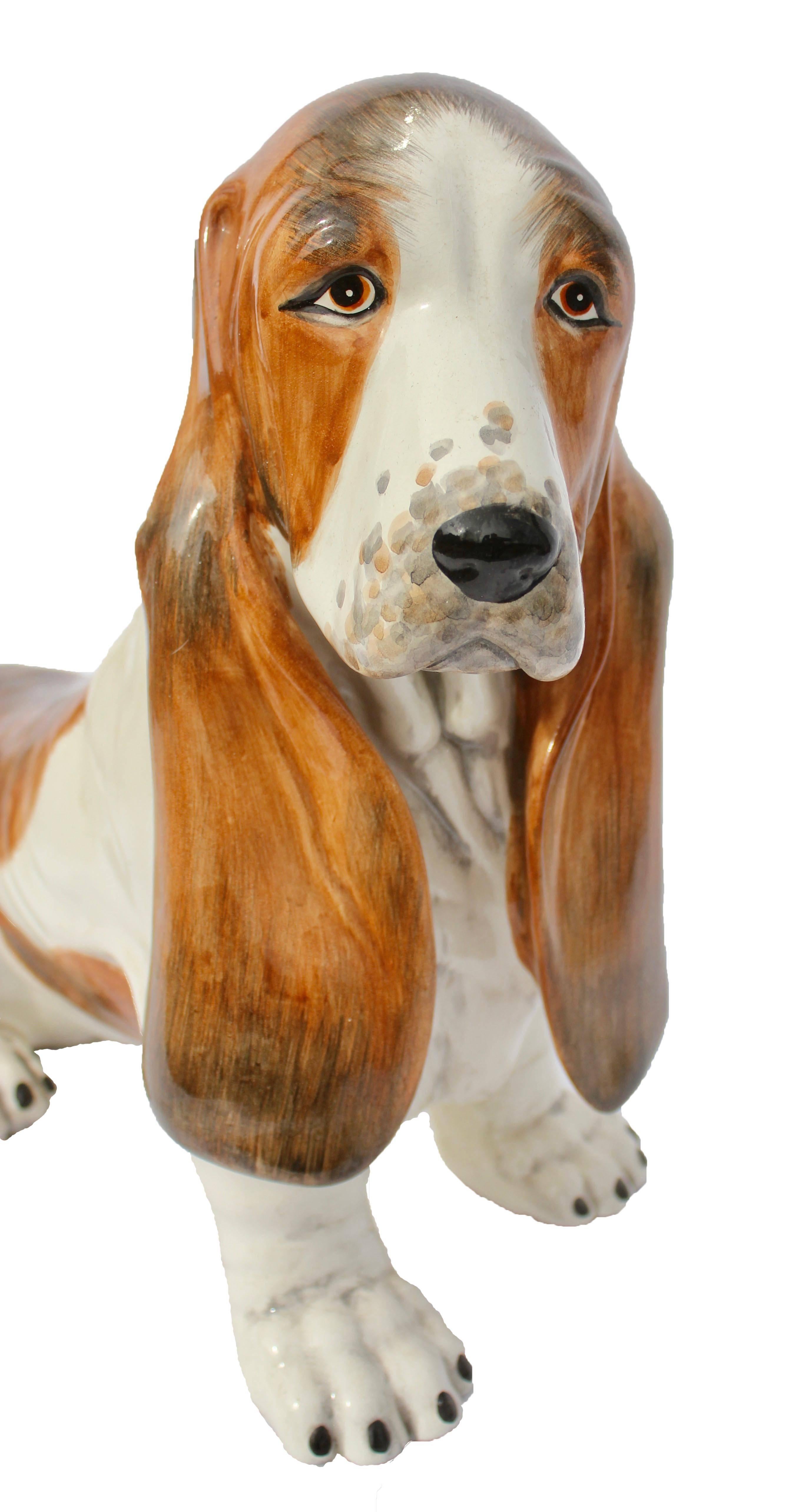 Ceramic Bassett Hound made in Italy this adorable beastie has Bette Bassett eyes and realistic coloring making it irresistible.

The piece is in excellent condition and a real beauty!
 

Dimensions:
Height 46 cm 18.1 inch
Width 21 cm 8.2