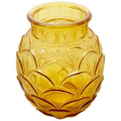 Extremely Rare Art Deco Antique Glass Vase Pineapple Saint Lambert / Luxval