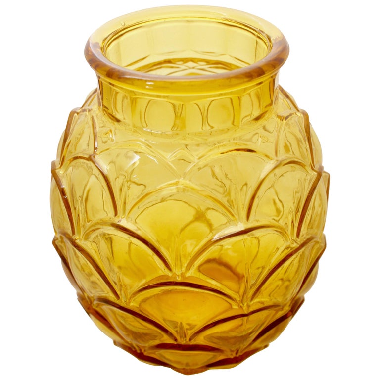Extremely Rare Art Deco Antique Glass Vase Pineapple Saint Lambert