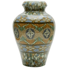 Französisch Vallauris Handmade Clay Mosaic Vase von Keramiker Jean Gerbino signiert