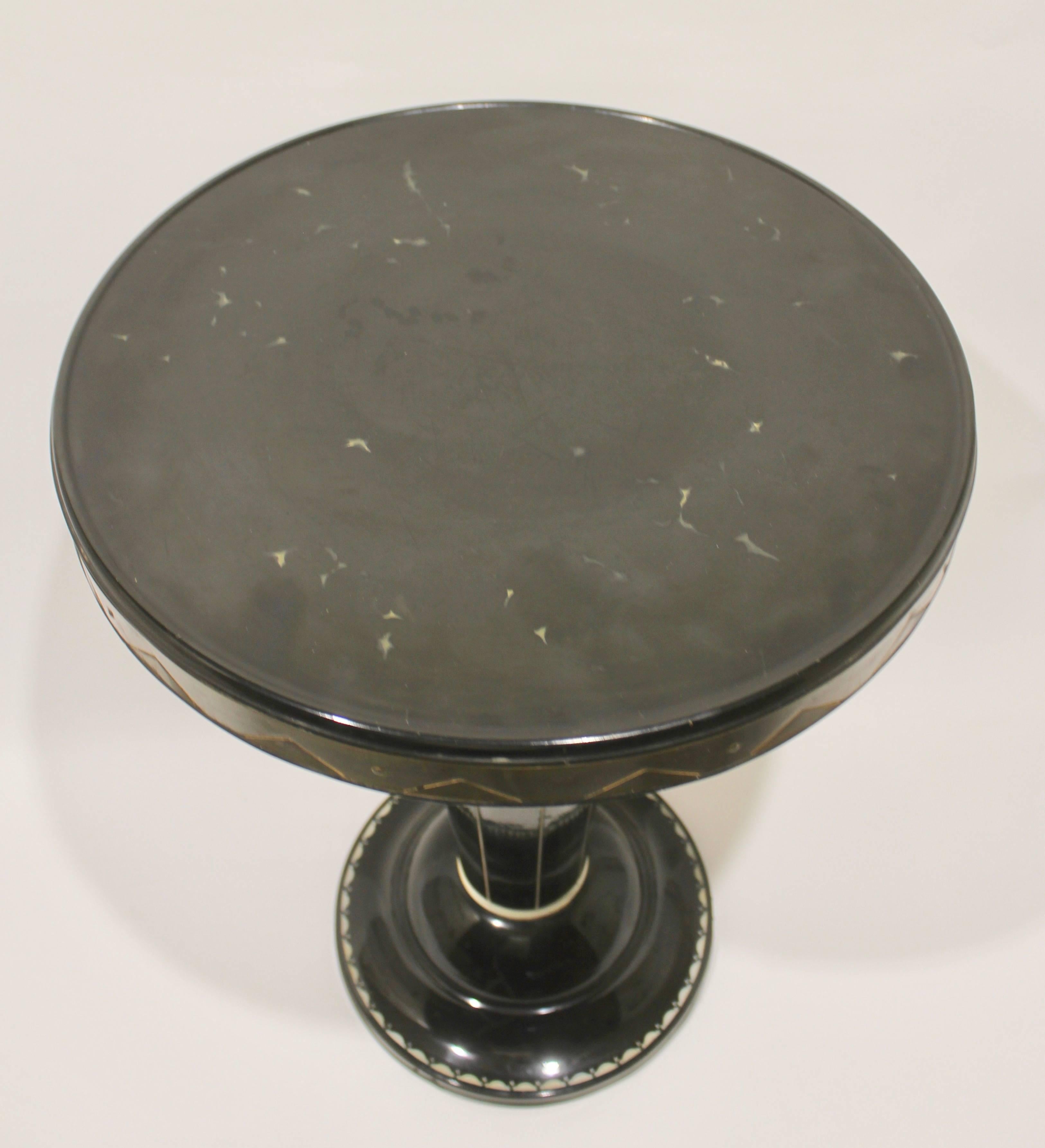 20th Century Cast Iron Metal Enamel Side Table with Stylized Design