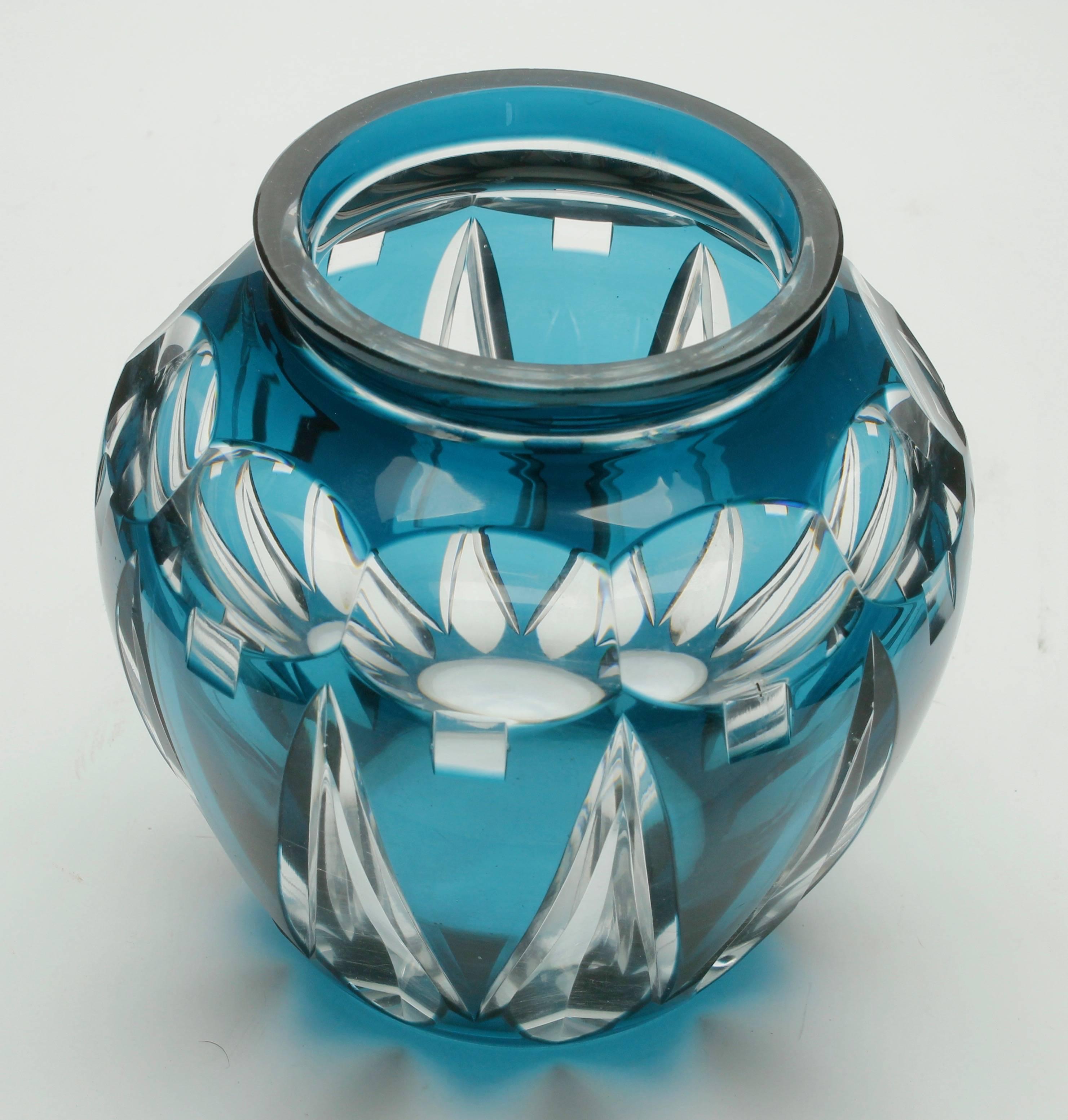 Art Deco Val Saint Lambert Crystal Vase Charles Graffart Cut-to-clear