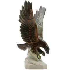 Porcelain Figurine Depicts Bird of Prey Goebel-Germany 'Signed Goebel'