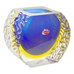 Large Murano Sommerso Textured Art Glass by Mandruzzato