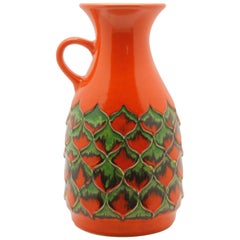 Vintage:: 1970 Jasba Keramik Vase Ananas Rouge W.German Pottery Fat Lava