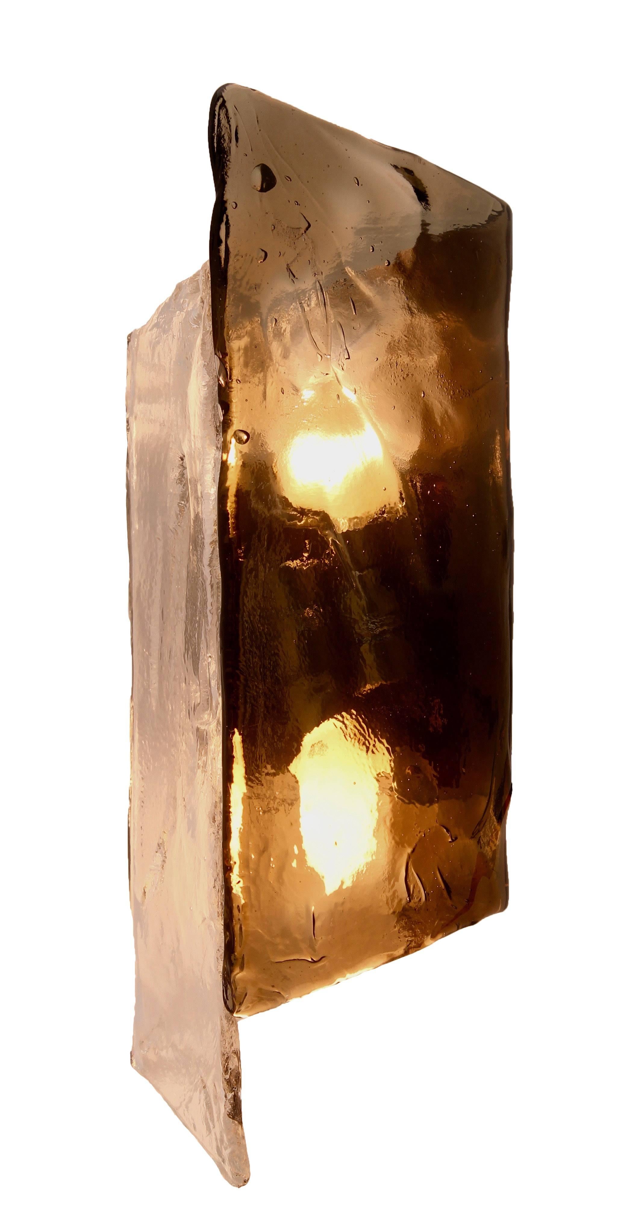 Hand-Crafted Impressive J.T Kalmar Frosted Glass Sconces Made from Thick and Heavy Cast Glass