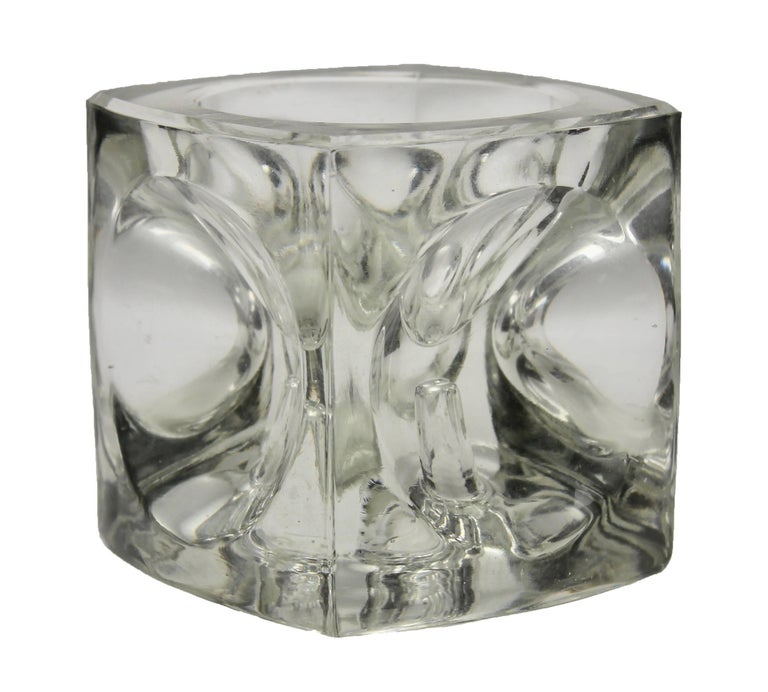 Pair of Cube Candlestick 'Ice Cubes' in Glass by Peill and Putzler For