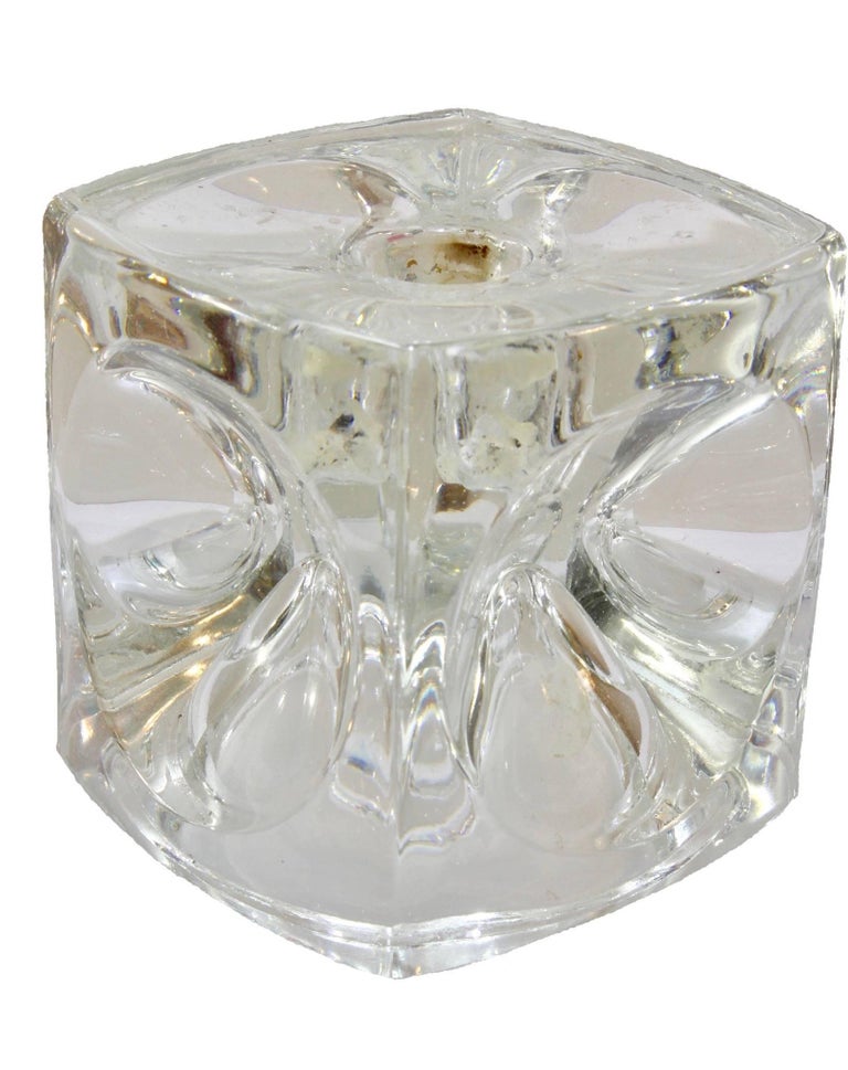 Pair of Cube Candlestick 'Ice Cubes' in Glass by Peill and Putzler For
