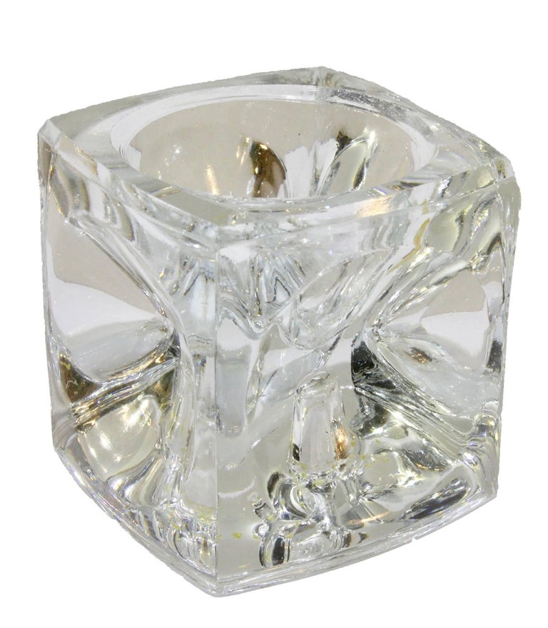 Pair of Cube Candlestick 'Ice Cubes' in Glass by Peill and Putzler For