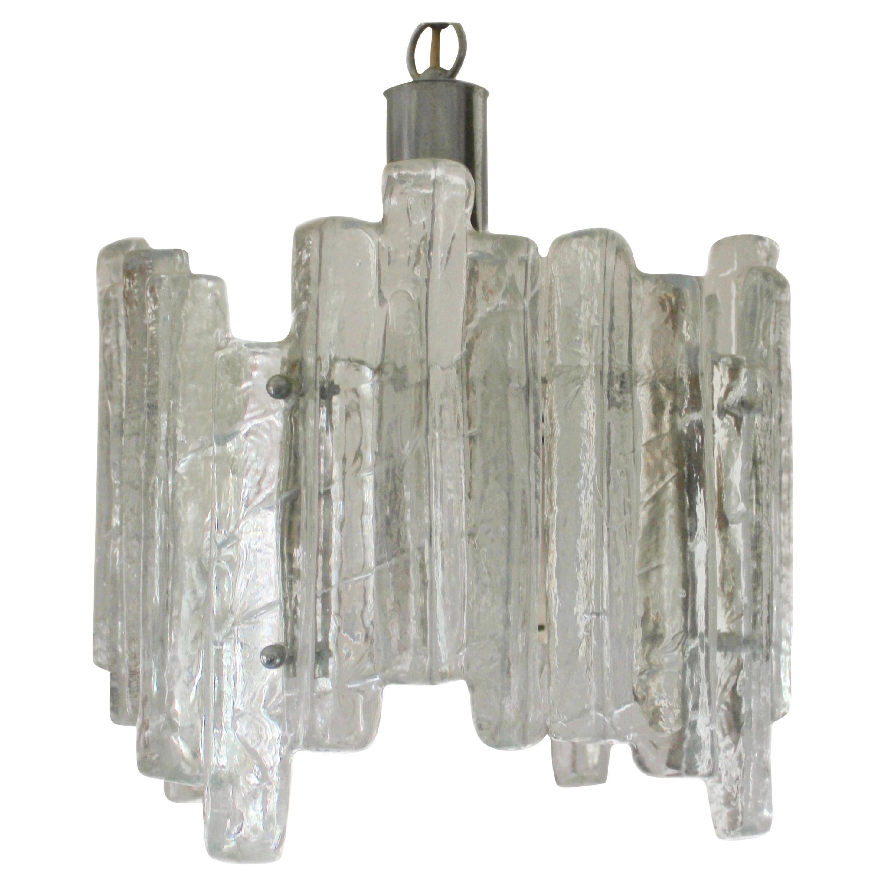 Midcentury Kalmar Ice Glass Chandelier, 1960s