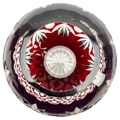 Bohemian Globe Vase ruby-red Collard Crystal Cut-to-Clear, Geometric Decoration