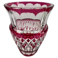 Val Saint Lambert Crystal Vase Cut to Clear Signed