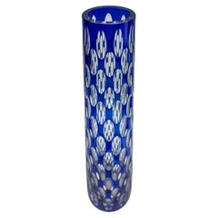 Vase, Mühlhaus, Haida bzw. Melt Cobalt Blue Crystal Solifleur Vase Cut to Clear
