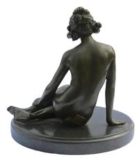 Bronze Naked Lady on Marble Base Signed L Art Bronze Qualite, France, 1965s