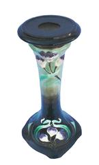 Art Nouveau Ceramic Glazed Pedestal with Figural Flowers Decoration