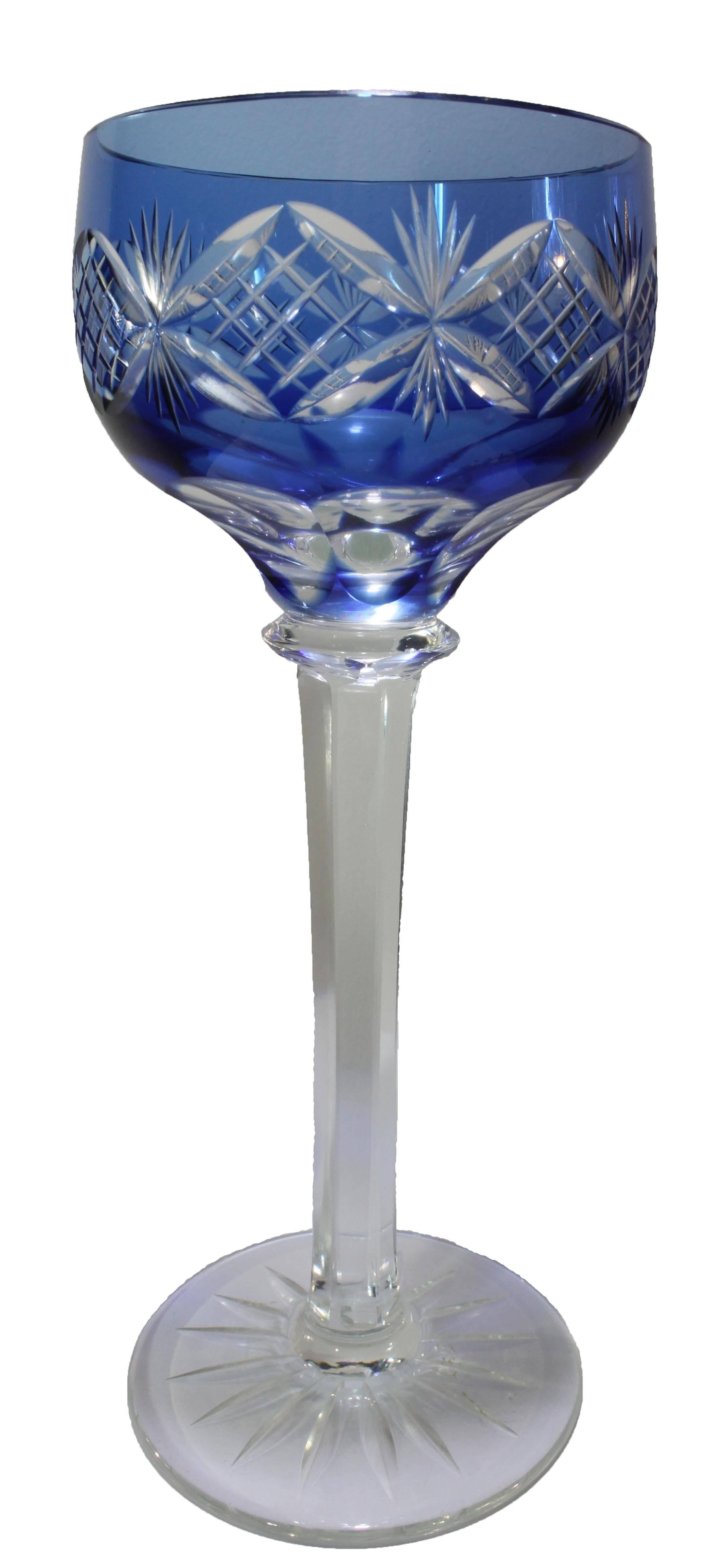 Stunning Collection of 21 Heavy Cut Lead Crystal Stemmed Wine Goblets, Germany In Excellent Condition In Verviers, BE
