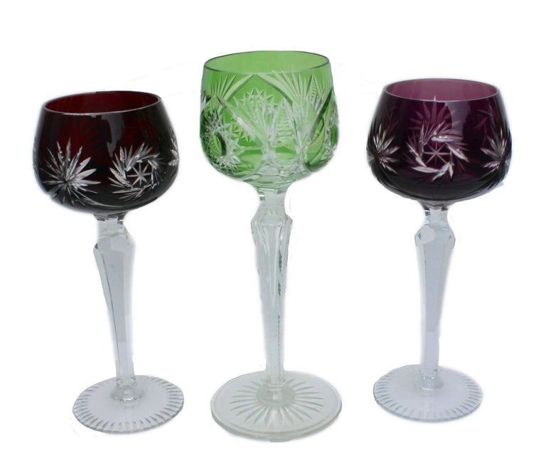Stunning Collection of 21 Heavy Cut Lead Crystal Stemmed Wine Goblets