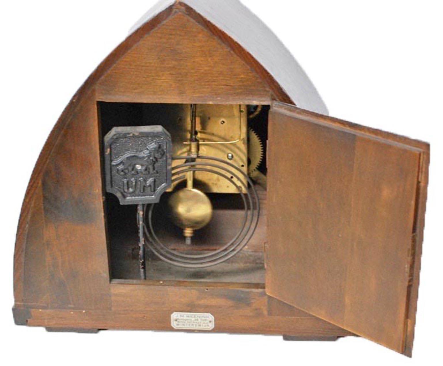 Dutch Arts & Crafts Oak Mantle-Clock with Bronze Dial, the Netherlands, circa 1930