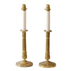 Pair of French Empire Early 19th Century Napoleonic Candlesticks, circa 1820
