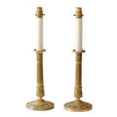 Pair of French Empire Early 19th Century Napoleonic Candlesticks, circa 1820 1