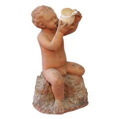 French 19th Century Terra Cotta Male Putti, circa 1860 4