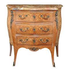 French Louis XV Style, Small Bomb Shaped Late 19th Century Commode, circa 1880