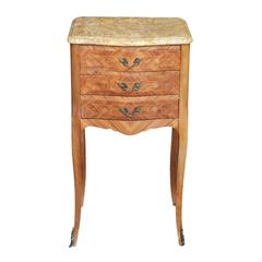 French Louis XVI Style Inlayed Dry Walnut Night/Bedside Tables, circa 1880