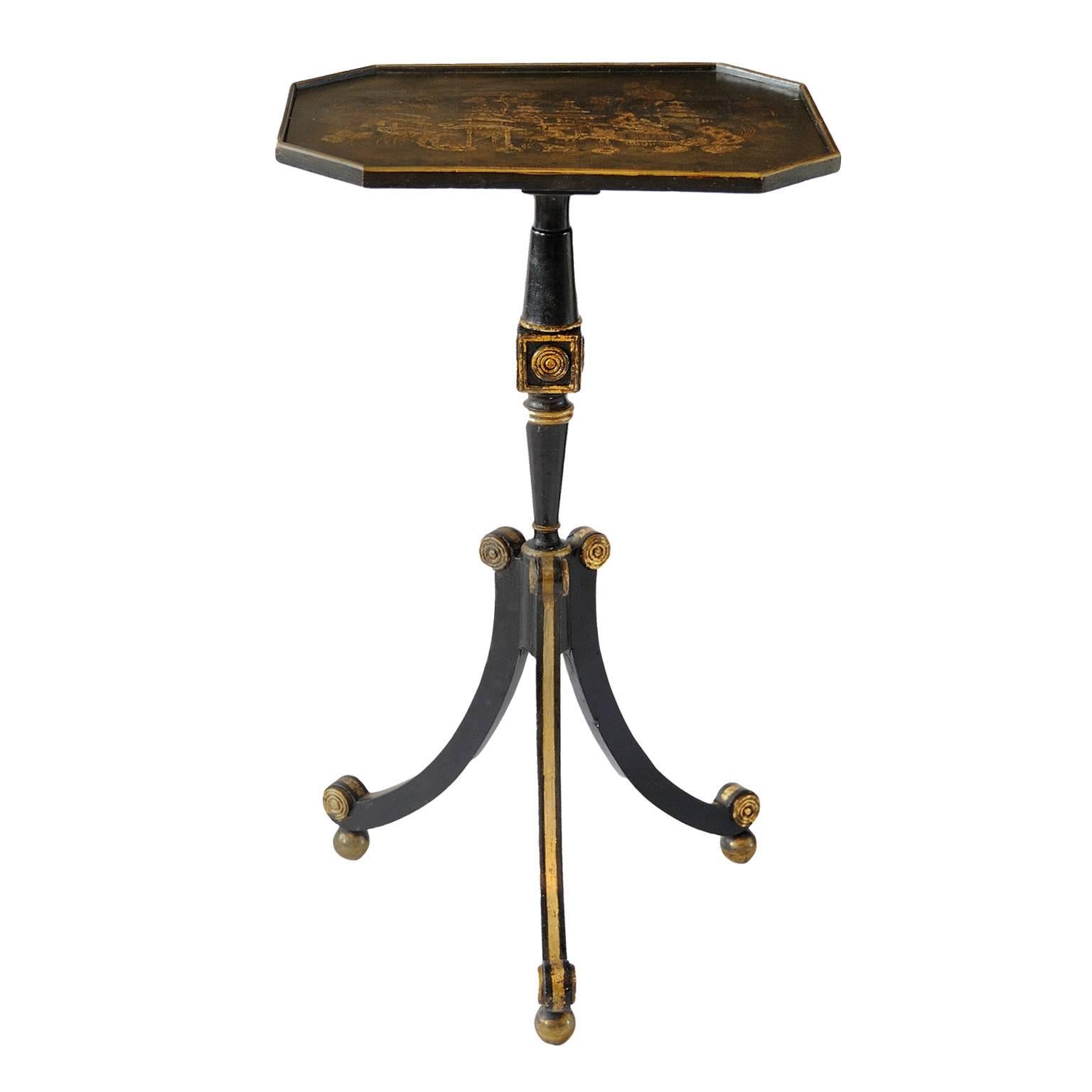 English Regency, Early 19th Century Lacquered Tripod Table, circa 1810 For Sale