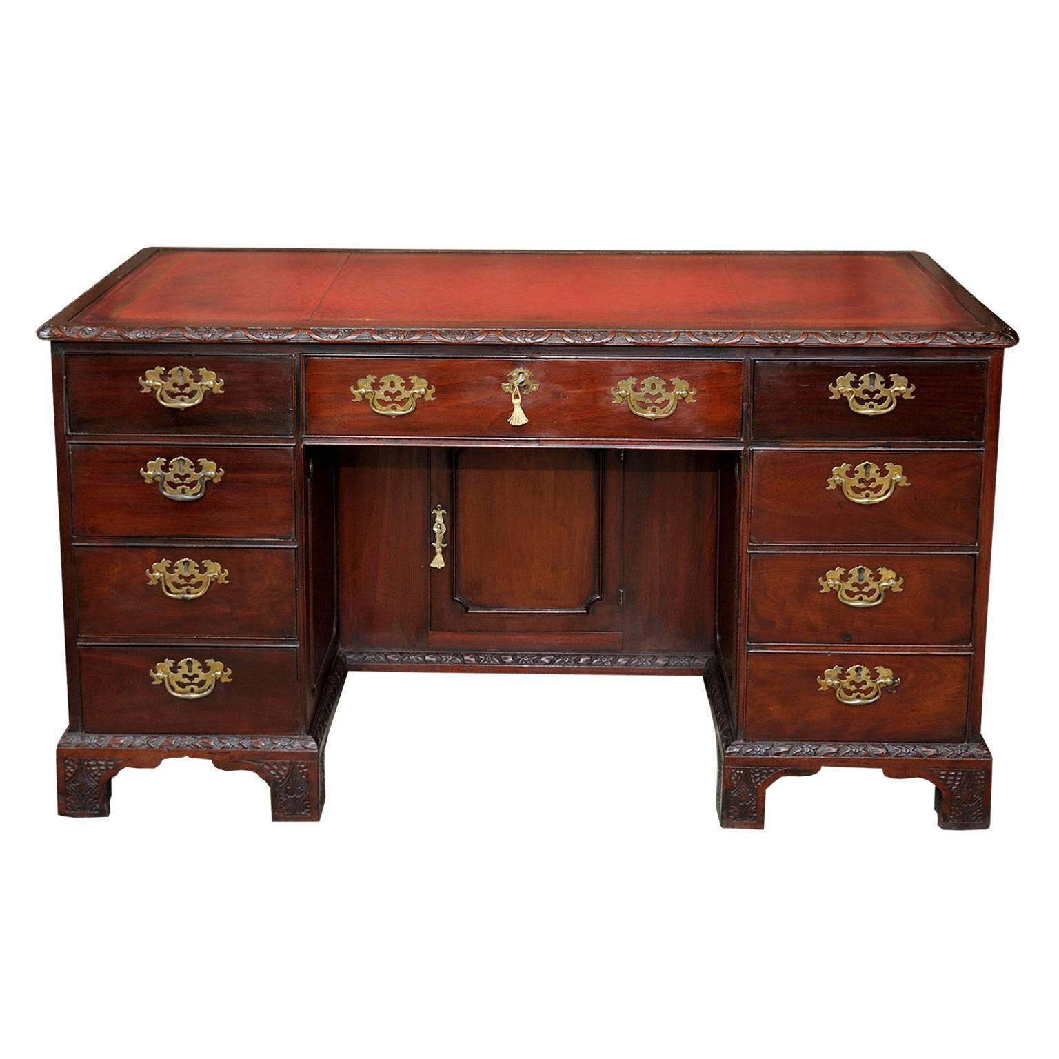 Mid-19th Century Chippendale Style Mahogany Desk, circa 1860 For Sale